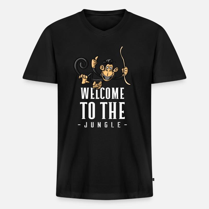 Jungle Affe Willkommensdesign - Männer Premium Bio T-Shirt mit V-Ausschnitt - Schwarz