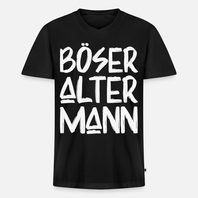 Böser Alter Mann - Männer Premium Bio T-Shirt mit V-Ausschnitt - Schwarz
