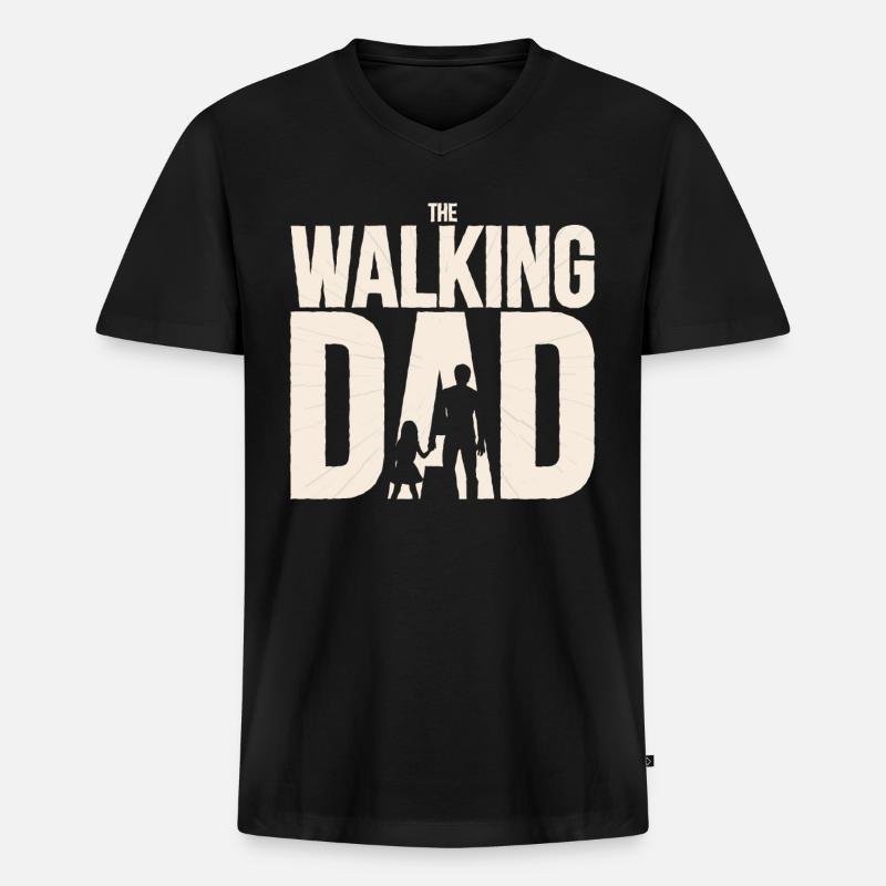 Der wandelnde Vater - Männer Premium Bio T-Shirt mit V-Ausschnitt - Schwarz