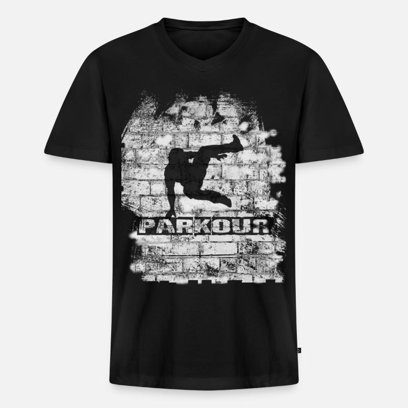 Parkour - Männer Premium Bio T-Shirt mit V-Ausschnitt - Schwarz
