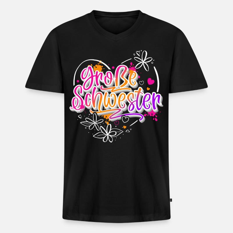 Große Schwester - Männer Premium Bio T-Shirt mit V-Ausschnitt - Schwarz