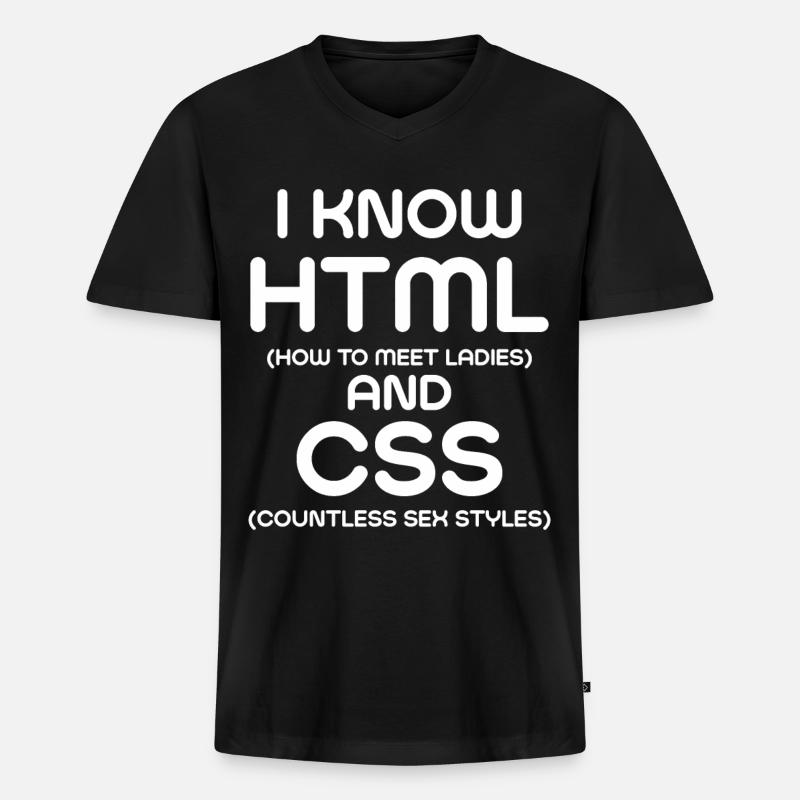 I Know HTML and CSS - Men's Premium Organic T-shirt with V-neck - black