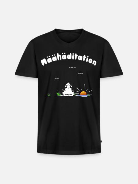 Meditation - Männer Premium Bio T-Shirt mit V-Ausschnitt - Schwarz