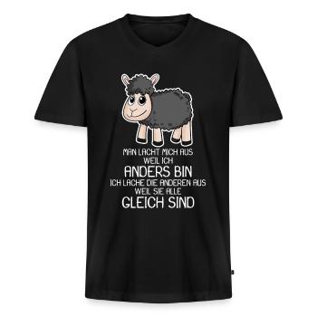 Schwarzes Schaf lustiger Spruch - Männer Premium Bio T-Shirt mit V-Ausschnitt - Schwarz - Vorne - Nico (187cm)