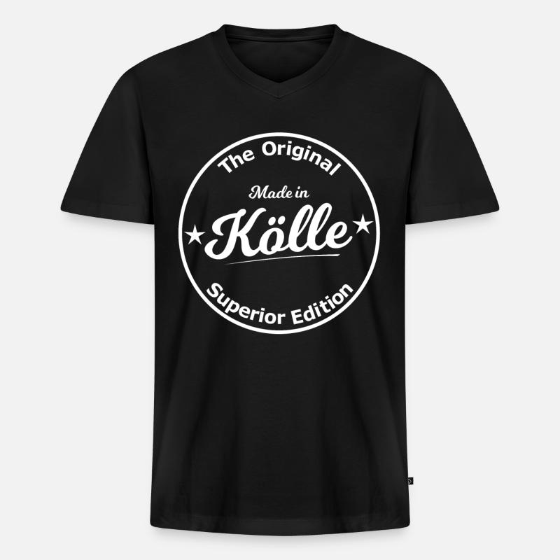 Made in Köln - Männer Premium Bio T-Shirt mit V-Ausschnitt - Schwarz