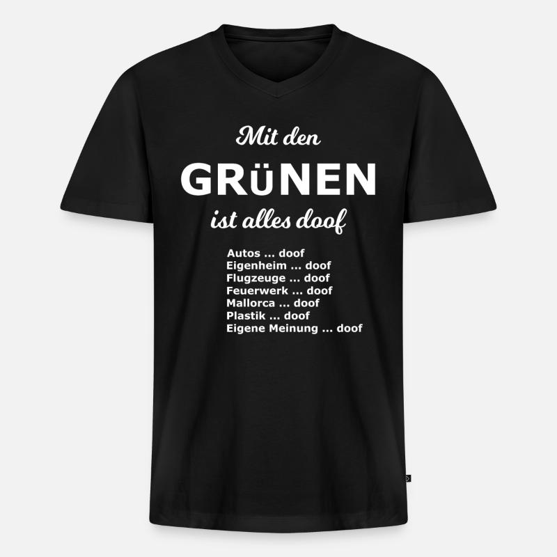 Doofe Partei - Männer Premium Bio T-Shirt mit V-Ausschnitt - Schwarz