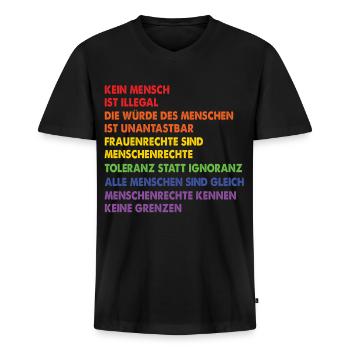Menschrechte Gleichheit Gleichberechtigung - Männer Premium Bio T-Shirt mit V-Ausschnitt - Schwarz - Vorne - Nico (187cm)
