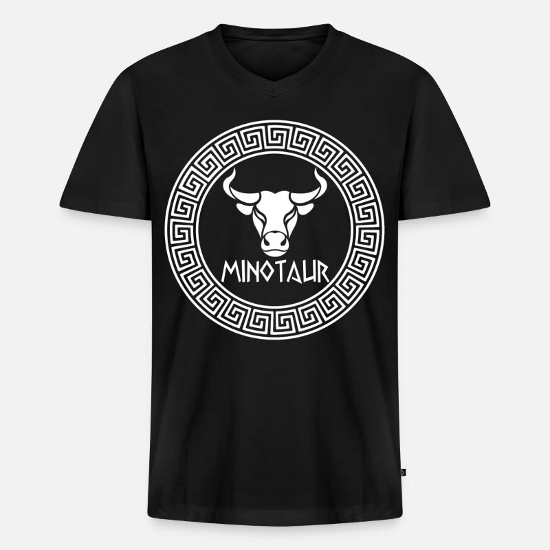 Der weiße Minotaurus - Männer Premium Bio T-Shirt mit V-Ausschnitt - Schwarz