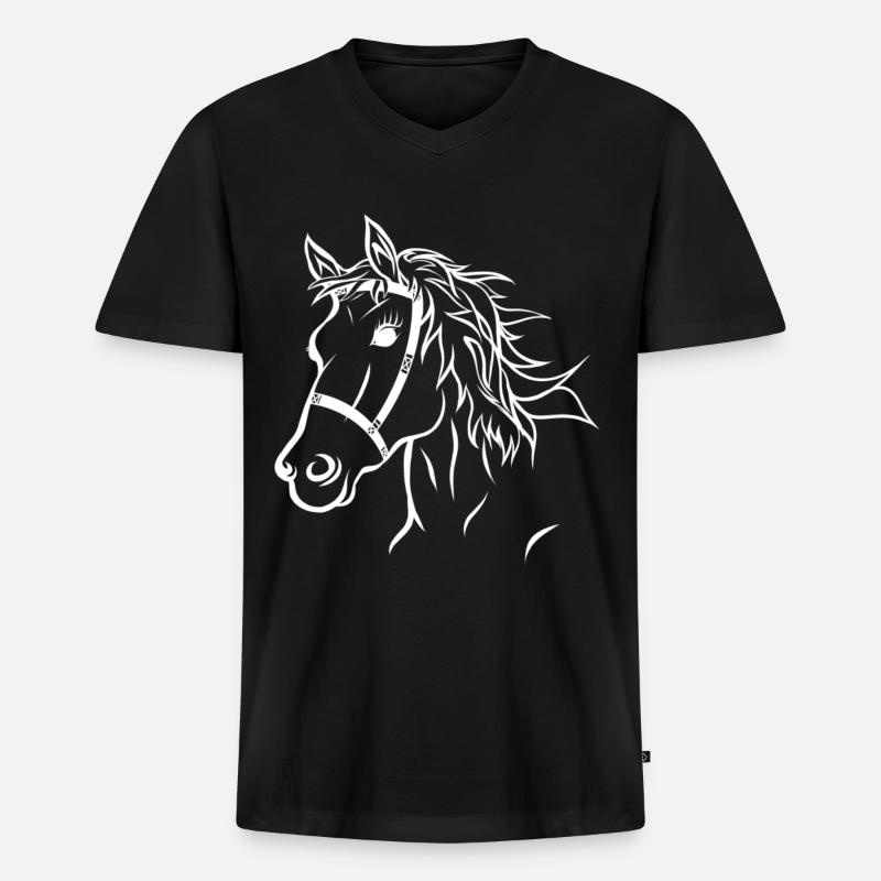 Pferdekopf illustration Pferd - Männer Premium Bio T-Shirt mit V-Ausschnitt - Schwarz