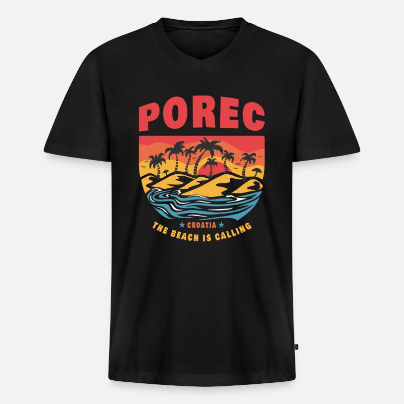 Porec Kroatien Beach Design - Männer Premium Bio T-Shirt mit V-Ausschnitt - Schwarz