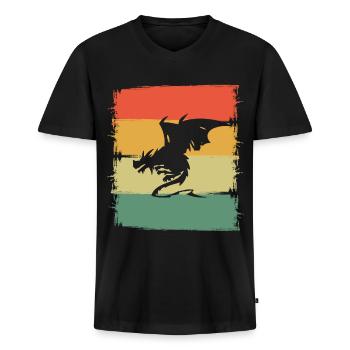 Dragon Dragon - Men's Premium Organic T-shirt with V-neck - black - Front - Nico (187cm)