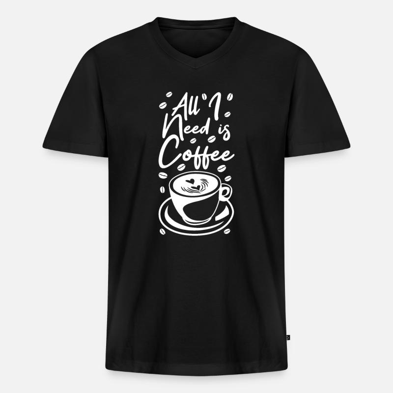 Lustiger Kaffee Spruch - Männer Premium Bio T-Shirt mit V-Ausschnitt - Schwarz