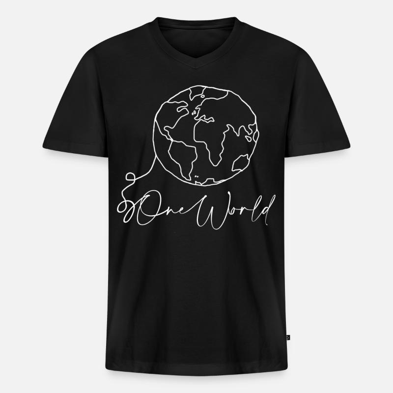 World - Männer Premium Bio T-Shirt mit V-Ausschnitt - Schwarz