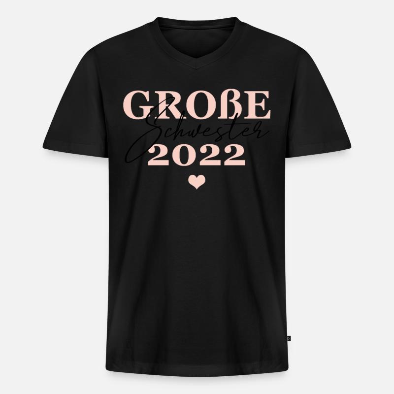 Große Schwester 2022 - Männer Premium Bio T-Shirt mit V-Ausschnitt - Schwarz
