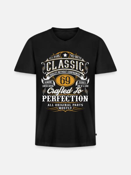 69e anniversaire - T-shirt encolure en V Premium bio Homme - noir