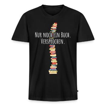 Nur Noch Ein Buch Versprochen Leseratte Bücherwurm - Männer Premium Bio T-Shirt mit V-Ausschnitt - Schwarz - Vorne - Nico (187cm)
