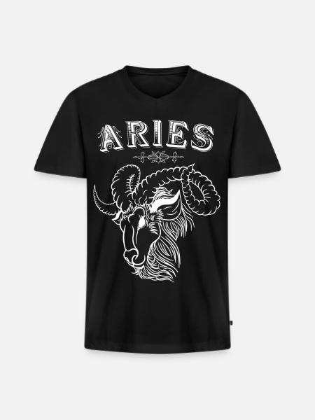 Aries Sternzeichen Widder - Männer Premium Bio T-Shirt mit V-Ausschnitt - Schwarz
