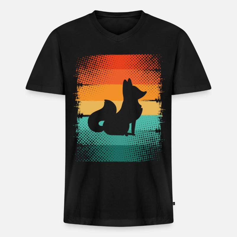 Fuchs - Männer Premium Bio T-Shirt mit V-Ausschnitt - Schwarz