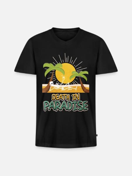 Death in Paradise – Skeleton Holiday Vibes - Men's Premium Organic T-shirt with V-neck - black