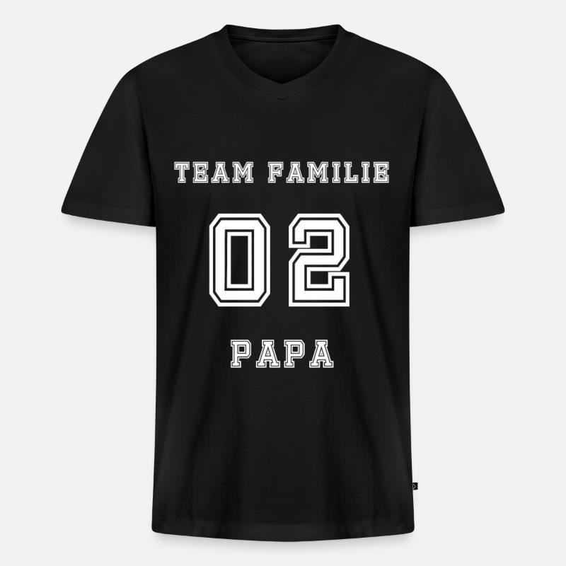 Team Family Papa 02 Numeric Logo - Männer Premium Bio T-Shirt mit V-Ausschnitt - Schwarz