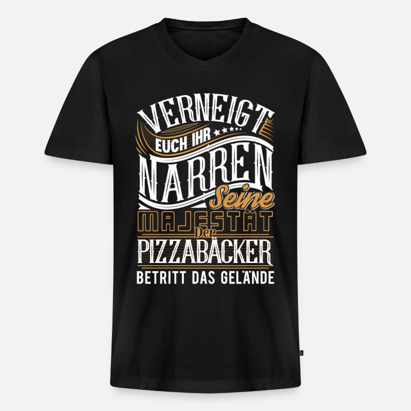 Pizzabäcker - Männer Premium Bio T-Shirt mit V-Ausschnitt - Schwarz