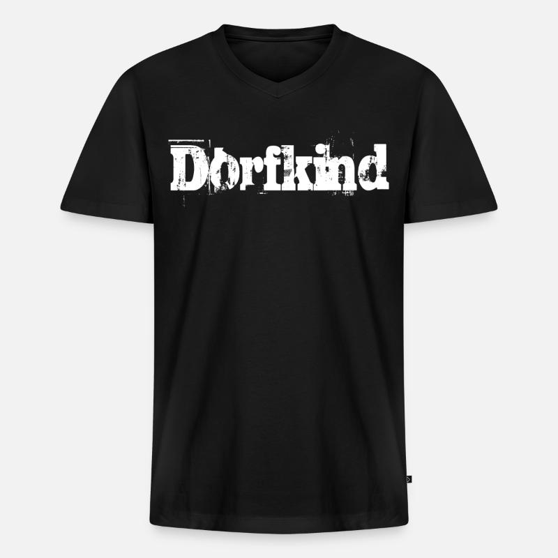 Dorfkind - Männer Premium Bio T-Shirt mit V-Ausschnitt - Schwarz