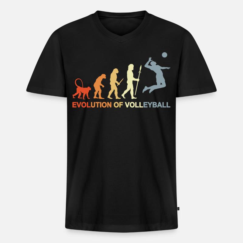 Evolution eines Volleyballspielers - Männer Premium Bio T-Shirt mit V-Ausschnitt - Schwarz