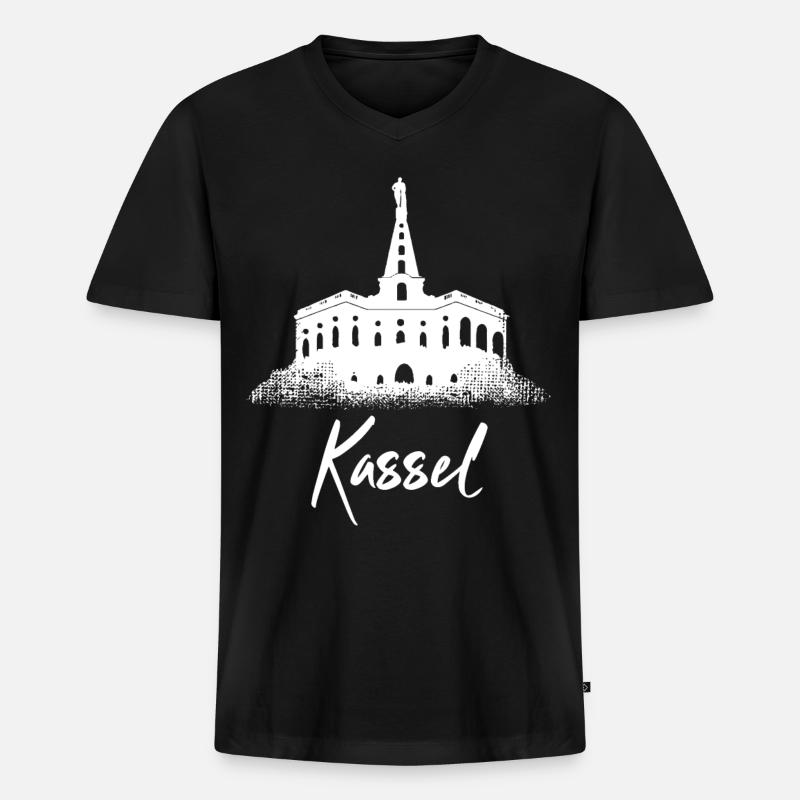 Kassel - Männer Premium Bio T-Shirt mit V-Ausschnitt - Schwarz