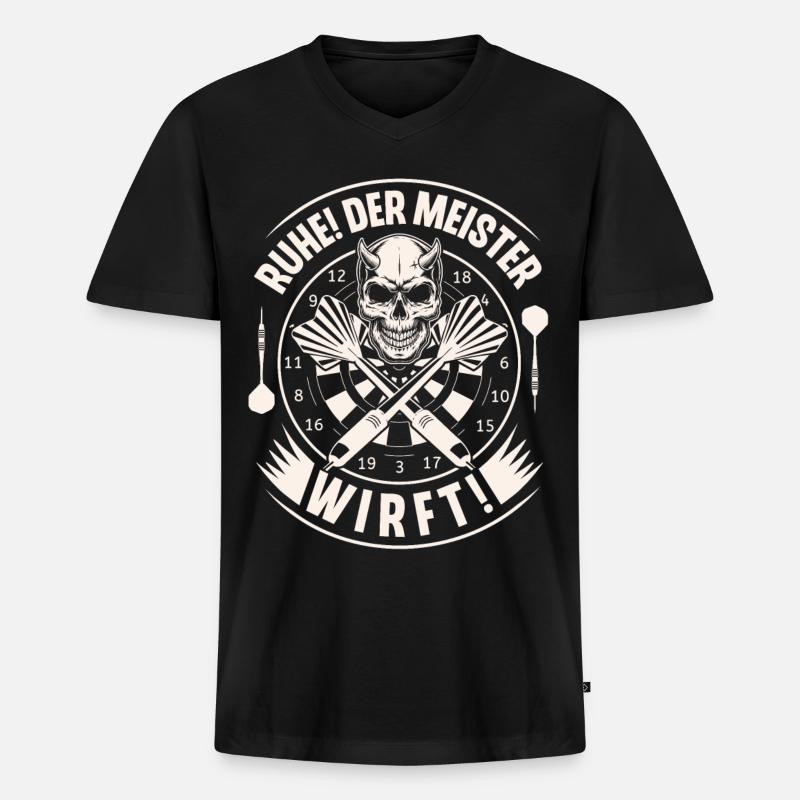 Dart Darten Darts - Männer Premium Bio T-Shirt mit V-Ausschnitt - Schwarz