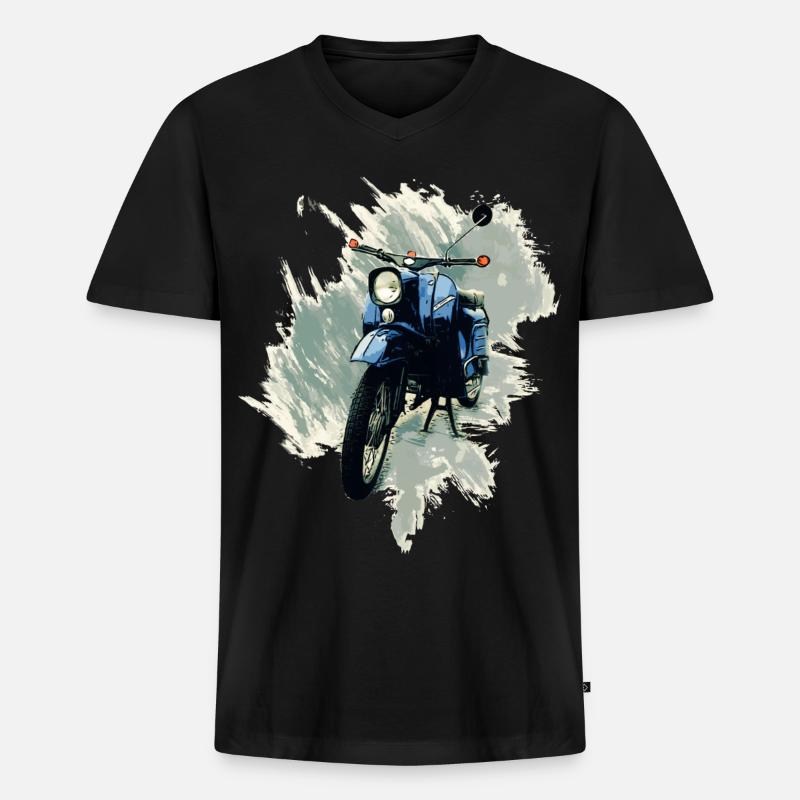 Simson Schwalbe - Männer Premium Bio T-Shirt mit V-Ausschnitt - Schwarz