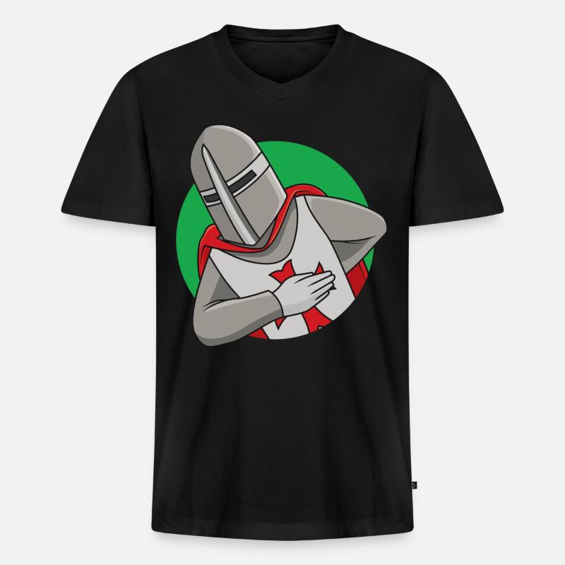 Freundlicher Ritter - Männer Premium Bio T-Shirt mit V-Ausschnitt - Schwarz
