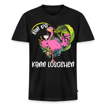 Flamingo Cocktail im Dschungel - Männer Premium Bio T-Shirt mit V-Ausschnitt - Schwarz - Vorne - Nico (187cm)