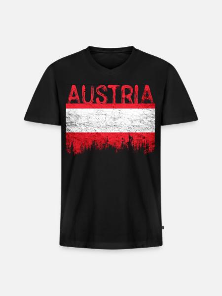 Australian flag style with city silhouette - Men's Premium Organic T-shirt with V-neck - black