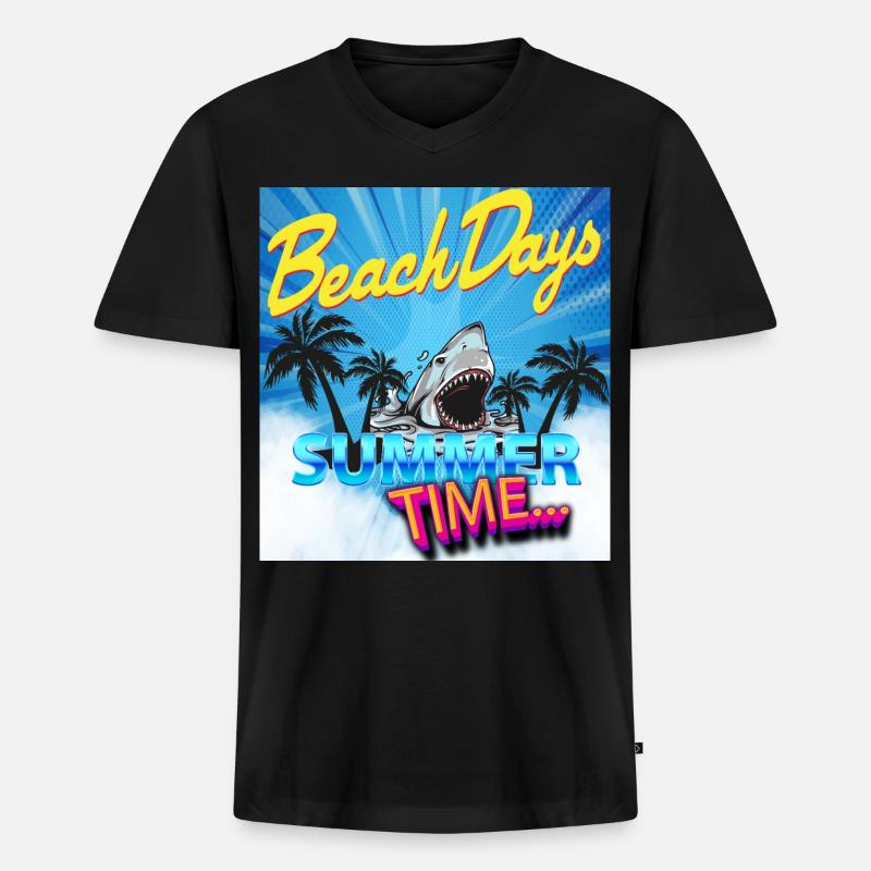 Sommerzeit - Männer Premium Bio T-Shirt mit V-Ausschnitt - Schwarz