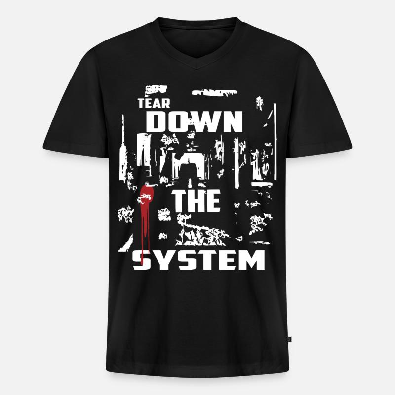 Zerstören Sie das System - Männer Premium Bio T-Shirt mit V-Ausschnitt - Schwarz