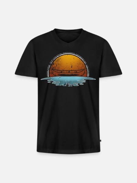 Canoë Canoë Canoë - T-shirt encolure en V Premium bio Homme - noir
