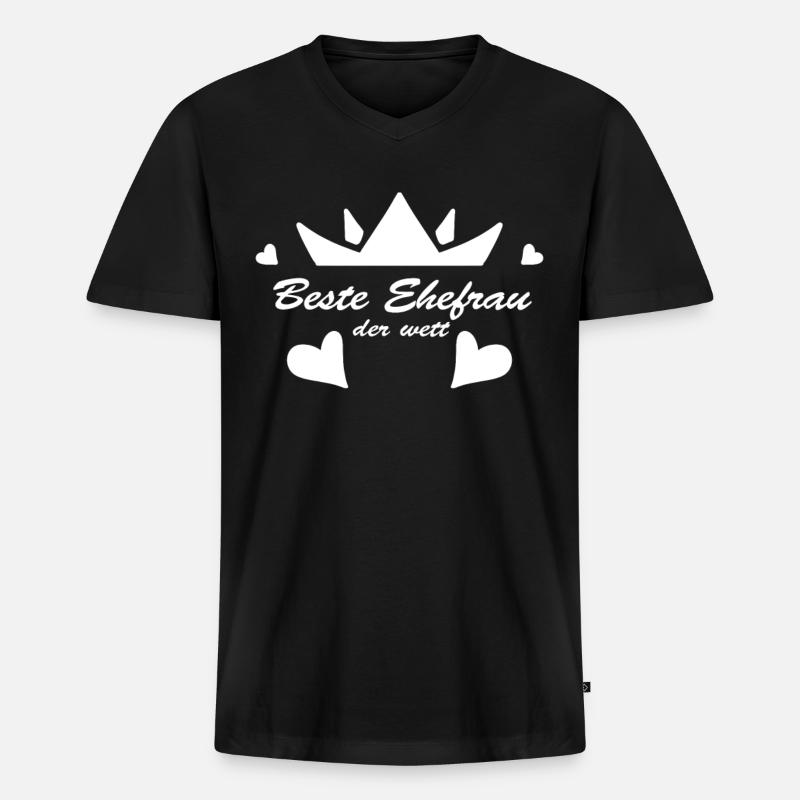 Beste Ehefrau - Männer Premium Bio T-Shirt mit V-Ausschnitt - Schwarz