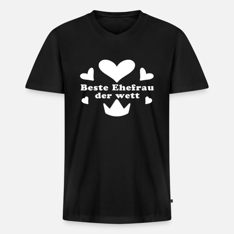 Beste Ehefrau - Männer Premium Bio T-Shirt mit V-Ausschnitt - Schwarz