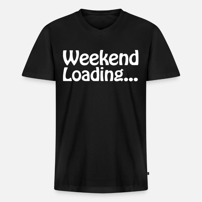 Weekend loading - Wochenende - Bald Wochenende - Männer Premium Bio T-Shirt mit V-Ausschnitt - Schwarz