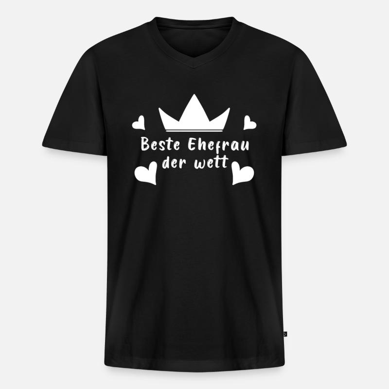 Beste Ehefrau der Welt - Männer Premium Bio T-Shirt mit V-Ausschnitt - Schwarz