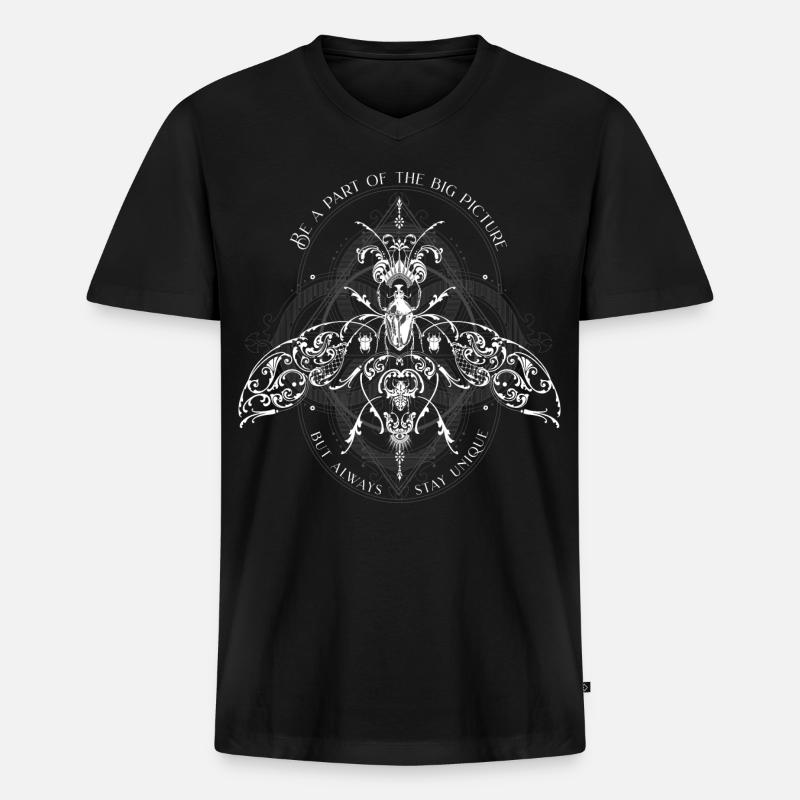 Insekten Muster Psychedelisch Bug Pattern - Männer Premium Bio T-Shirt mit V-Ausschnitt - Schwarz