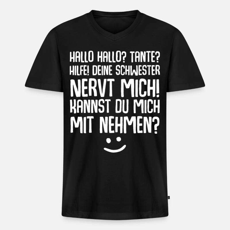 Tante Nichte Neffe - Männer Premium Bio T-Shirt mit V-Ausschnitt - Schwarz