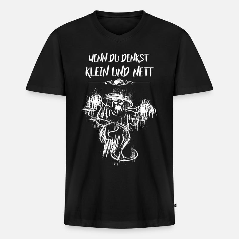 Klein und nett Geist - Männer Premium Bio T-Shirt mit V-Ausschnitt - Schwarz