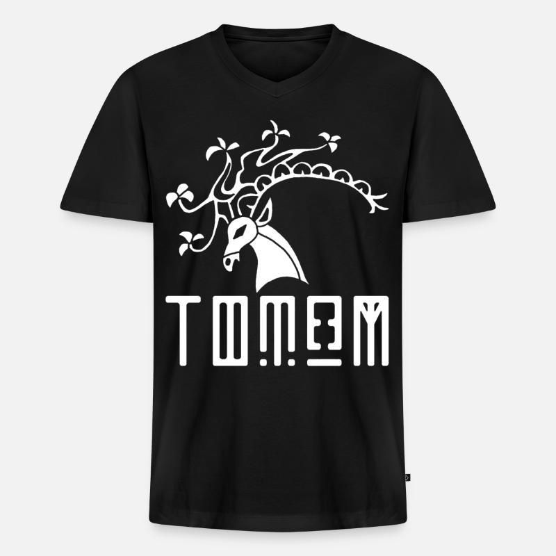 Weißhirschtier-Totem - Männer Premium Bio T-Shirt mit V-Ausschnitt - Schwarz
