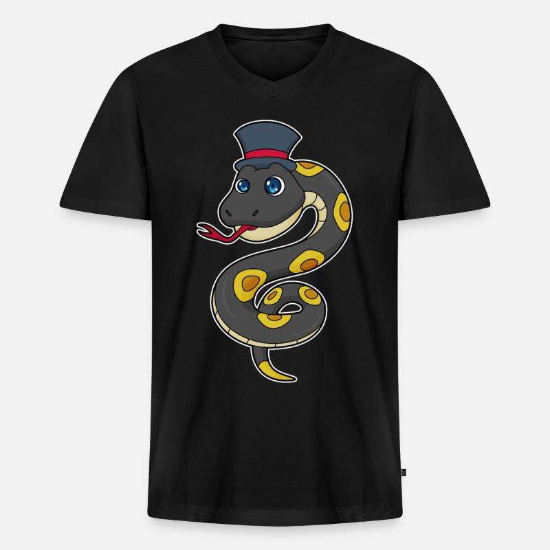 Schlange mit Hut - Männer Premium Bio T-Shirt mit V-Ausschnitt - Schwarz