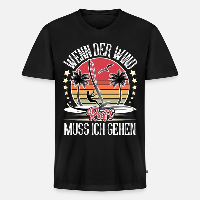 Windsurfen Windsurfer Windsurf - Männer Premium Bio T-Shirt mit V-Ausschnitt - Schwarz