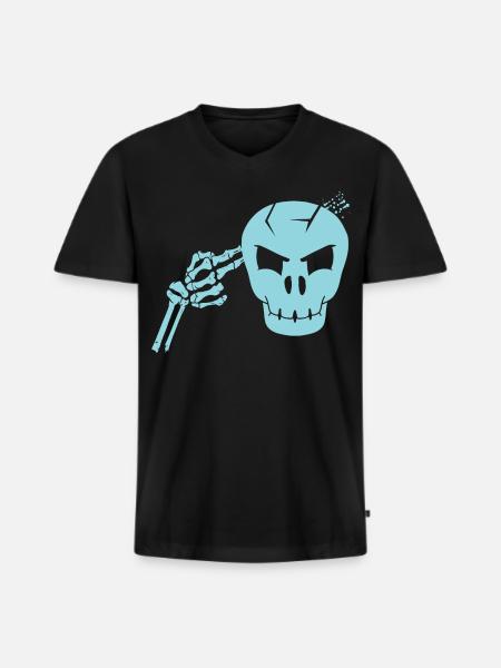 Skull head shot - Men's Premium Organic T-shirt with V-neck - black