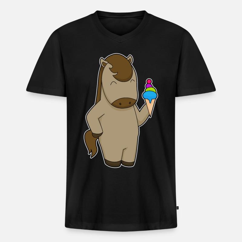 Pferd Waffeleis - Männer Premium Bio T-Shirt mit V-Ausschnitt - Schwarz