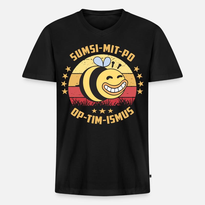Optimismus oder Sumsi mit Po - Männer Premium Bio T-Shirt mit V-Ausschnitt - Schwarz