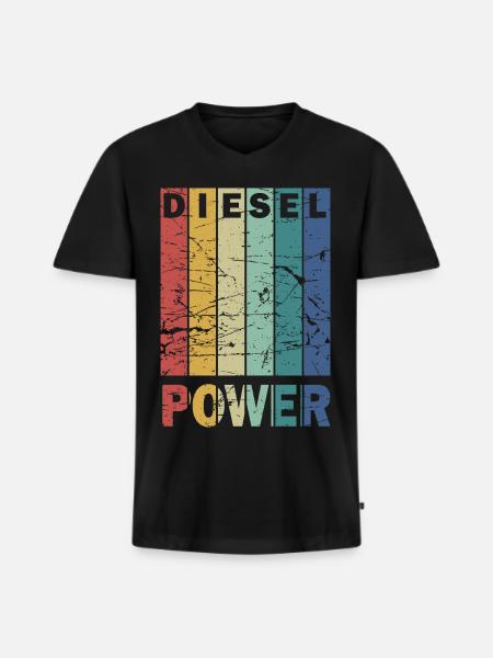 Diesel Power - Männer Premium Bio T-Shirt mit V-Ausschnitt - Schwarz